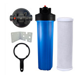 Kit Filtro Água Big Blue 20 Refil Carbon Block Chave Suporte Cor Azul