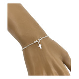 Pulseira Feminina Crucifixo Coração Vazado Prata 925 D1,3