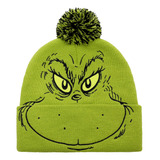 Bioworld Gorro Tejido Con Pompón Con La Cara Del Grinch