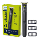 Rasuradora Philips Oneblade Qp1424/70 3 Peines - Color Negro