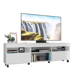 Rack Tv 65  Com Rodízios E 2 Portas Multimóveis V3325 Branco