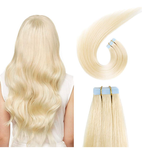 Megahair Cabelo Humano Loiro Cor Fita Adesiva 40cm 30pças