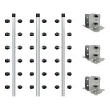 3pcs Haste Canto Cerca Elétrica Industrial 25x25 + 3 Suportes