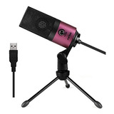 Micrófono Para Laptop Fifine Usb + Condensador -rojo/rosa