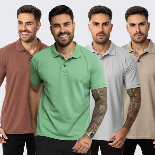 Kit 4 Camisas Masculinas Polo Piquet Alta Qualidade