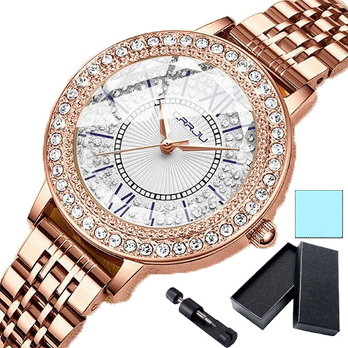 Reloj Elegante De Cuarzo Para Mujer Con Diamantes De Imitaci