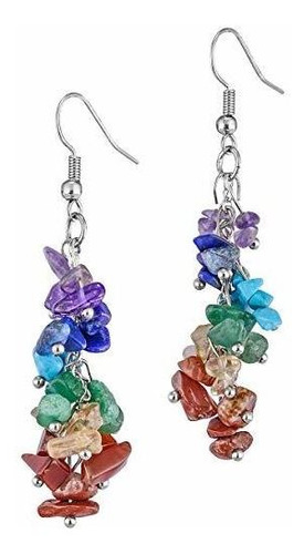 Aretes Con Piedras De Cuarzo Tumbado Para Chakras