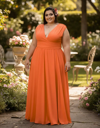 Vestido Longo Madrinha Laranja Mercado Livre