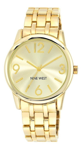 Reloj Nine West Dama De Diseñador Redondo Dorado Original