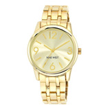 Reloj Nine West Dama De Diseñador Redondo Dorado Original