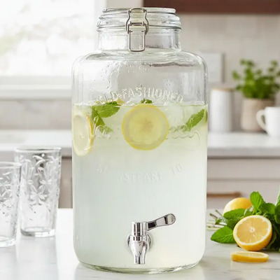 Dispensador De Bebidas Vitrolero Vintage Mason Jar Vidrio 8l Color Transparente | Meses sin interés