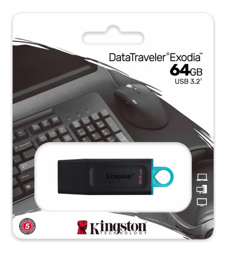 Memoria Flash Usb Kingston De 64 Gb 3.2 Exodia Color Negro