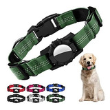 Collar Para Perro Porta Airtag Reflectivo Medium Verde