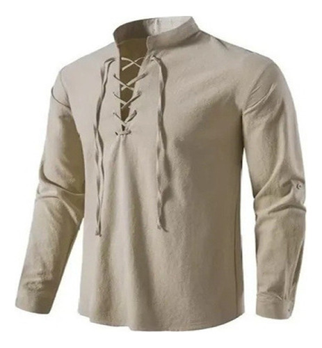 Camisa Casual Para Hombre Con Cuello Ajustable