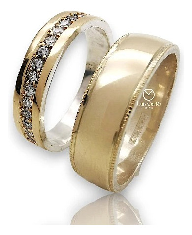 Argollas Matrimonio Oro 18 Kilates Y Plata Ley 9.50