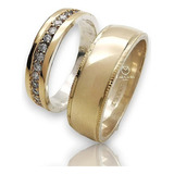 Argollas Matrimonio Oro 18 Kilates Y Plata Ley 9.50