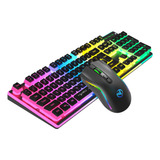 Kit De Teclado Retroiluminado Hxsj Mouse 2.4 G, Tapas Inalám