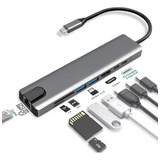  Hub Usb Tipo C 8 Portas 3.0 Regua Dock Macbook Dell iPad Pc