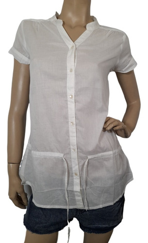 Camisa Blanca Mujer Algodon Manga Corta