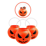 Balde Abóbora Grande Kit Com 4 Decoração Halloween Promoção