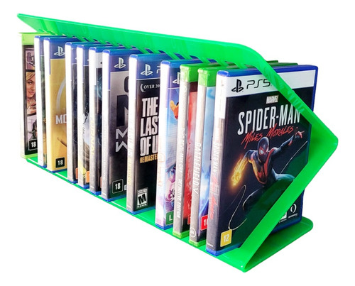 Suporte Acrilico Verde 16 Jogos Ps3, Ps4, Ps5, Xbox, Blu-ray