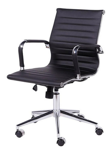 Cadeira De Escritório Or Design 3301 Baja Ergonômica  Preta Com Estofado De Couro Sintético