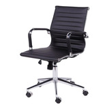 Cadeira De Escritório Or Design 3301 Baja Ergonômica  Preta Com Estofado De Couro Sintético