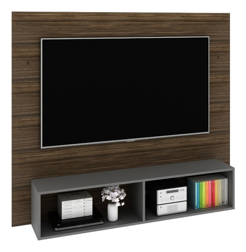 Mueble Panel Pantalla De 65 Con Repisa Modelo 2740.0002 Color Marrón