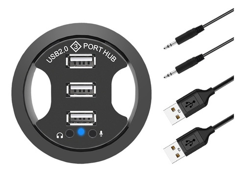 Pasacable Para Escritorio 3 Puertos Usb Auricular Microfono