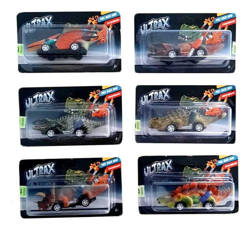 Auto Dinosaurio Potente Pull Back 6 Modelos Para Coleccionar