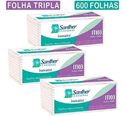 Papel Interfolha Folha Tripla Inovatta Super Macia C/ 600 Fl