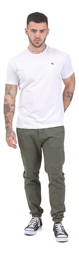 Babucha De Gabardina Verde Militar, Hombre. Bravo J. T S-2xl