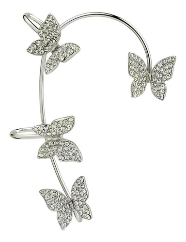 Brincos Borboleta Zircão Strass 1 Par Clipes K-pop Ear Cuff