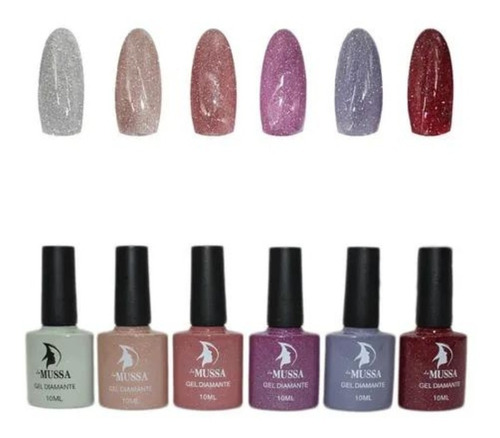 Esmalte Marca Mussa Diamante Gama 6 Pzas Para Uñas Manicure