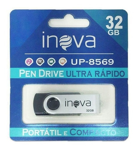 Pen Drive 32gb Inova Up-8569 Ultra Rápido Portátil Compacto