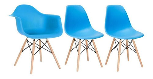 Kit Cadeiras Eames Eiffel Wood 1 Daw 2 Dsw Varias Cores  