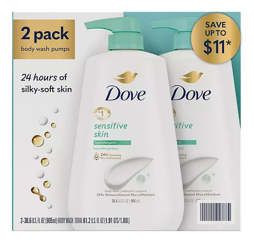 Dove Nourishing Body Wash, Sensitive Skin (23 Fl. Oz, 2 Pk)