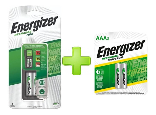 Cargador Mini Energizer + 2 Aa + 2 Aaa Pilas Recargables