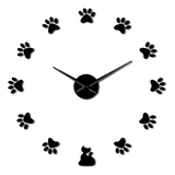 Reloj De Pared Grande Diy Mute Con Diseño De Gato
