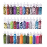 Set X 24 Glitter Formas Gibre Surtidos Uñas Decoraciones