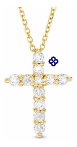 Ouro 18k - Colar Crucifixo 1.1 Quilates Totais De Moissanite