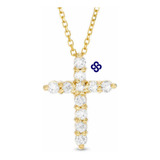 Ouro 18k - Colar Crucifixo 1.1 Quilates Totais De Moissanite