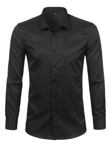 Camisa De Vestir De Fibra De Bambú Para Hombre, Color Liso,