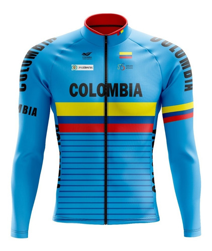 Jersey Ciclismo Ruta Mtb Colombia Azul Manga Larga