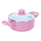 Cacerola Antiadherente 22 Cm Asas Silicona Carol Soft Color Rosa