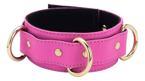 Choker Couro Rosa Feminina Coleira Gargantilha Colar Luxo