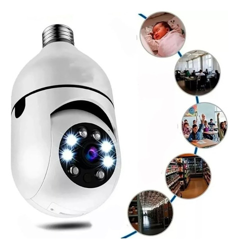 Câmera Wifi Ip 360 Giratoria Lampada Para Casa Hd Noturna 