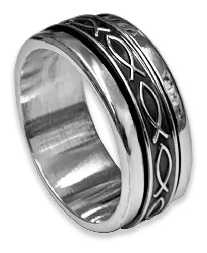 Anillo Giratorio De Plata .925 Garantizada Peces Grande