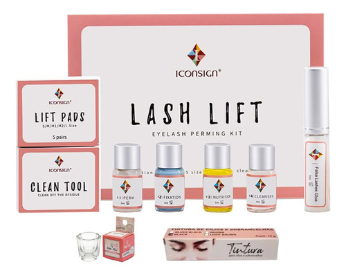 Kit Lash Lifting Com Tintura E Oxidante Permanente De Cílios