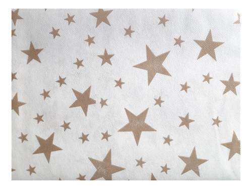 Mantel Navideño De Friselina Blanco Con Estrellas Doradas